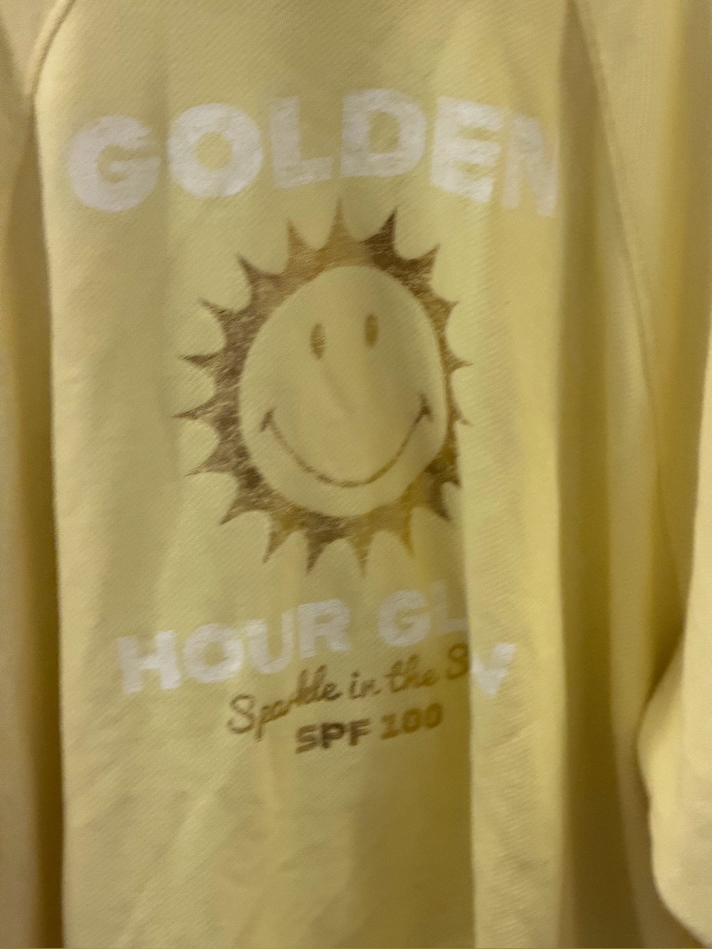 NWT Aerie Summer Yellow 'Golden Hour' Smiley Sun Graphic Sweatshirt XXL